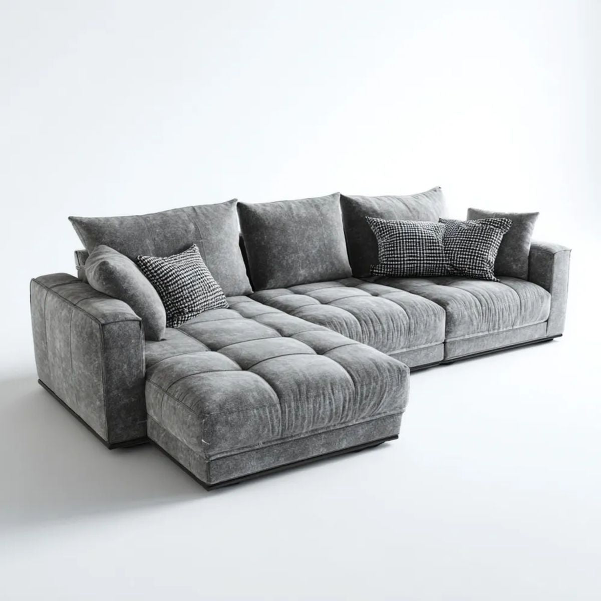 Sofa narożna lewostronna szara z tapicerką poliestrową 285 x 175 x 85 cm