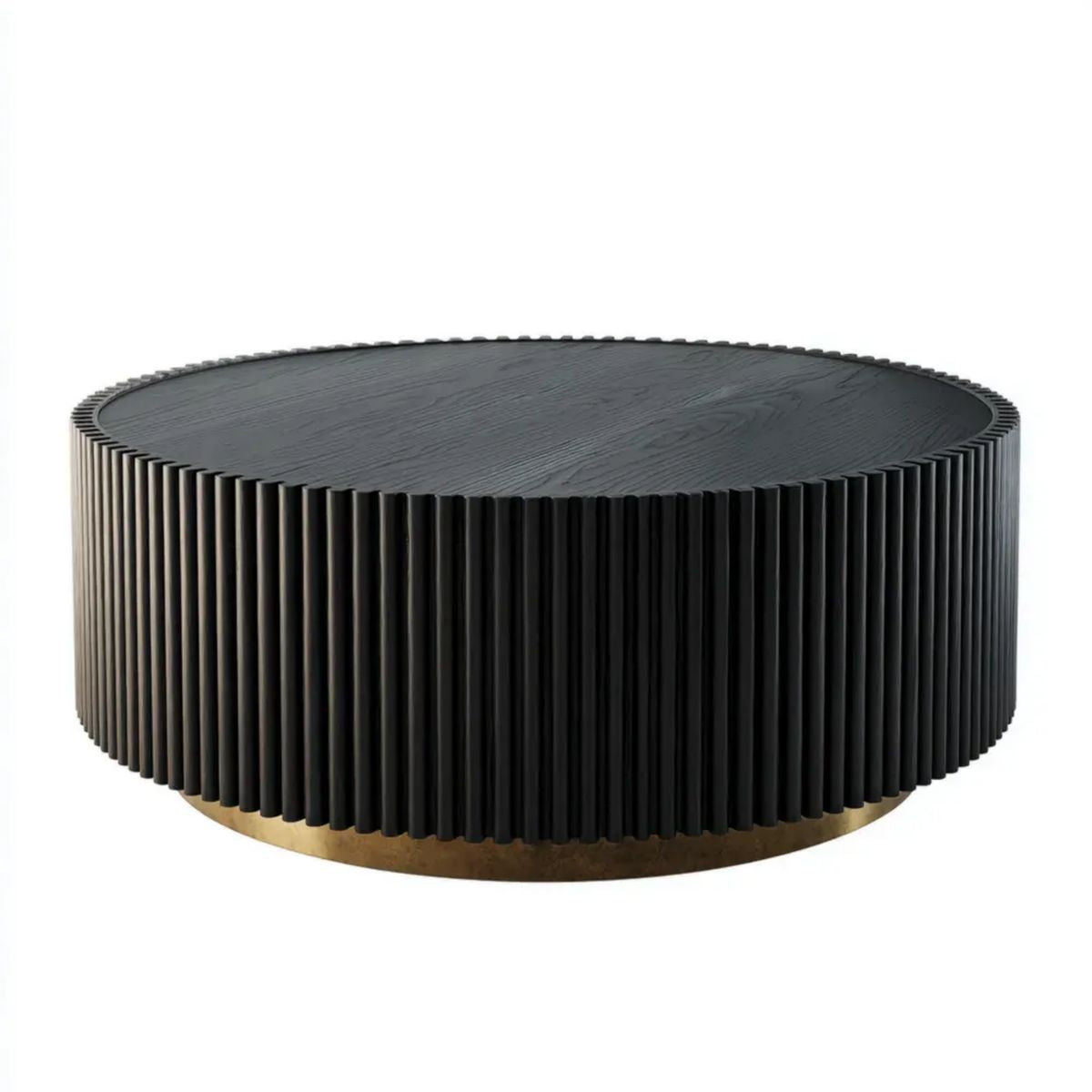 Okrągły stolik kawowy z MDF, czarny/złoty, Ø 80 × 35 cm
