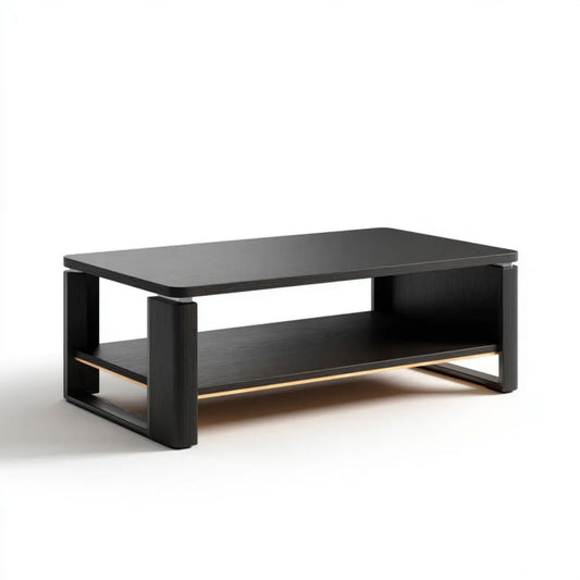 Prostokątny stolik kawowy z płyty MDF czarny/złoty 100 x 50 x 45 cm