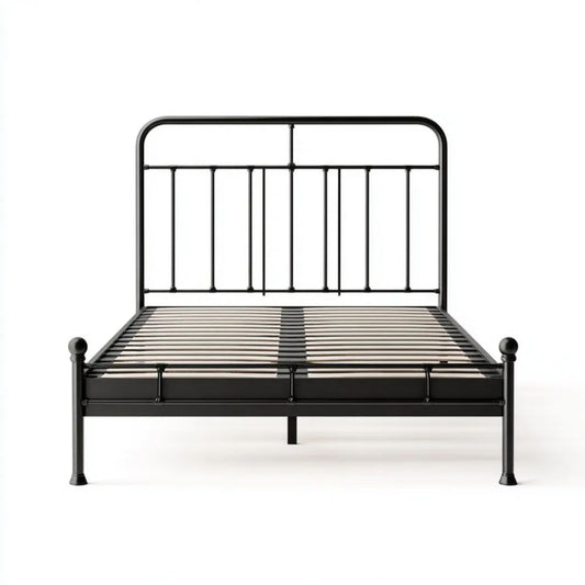 Łóżko metalowe z ramą i stelażem 160 x 200 cm czarne