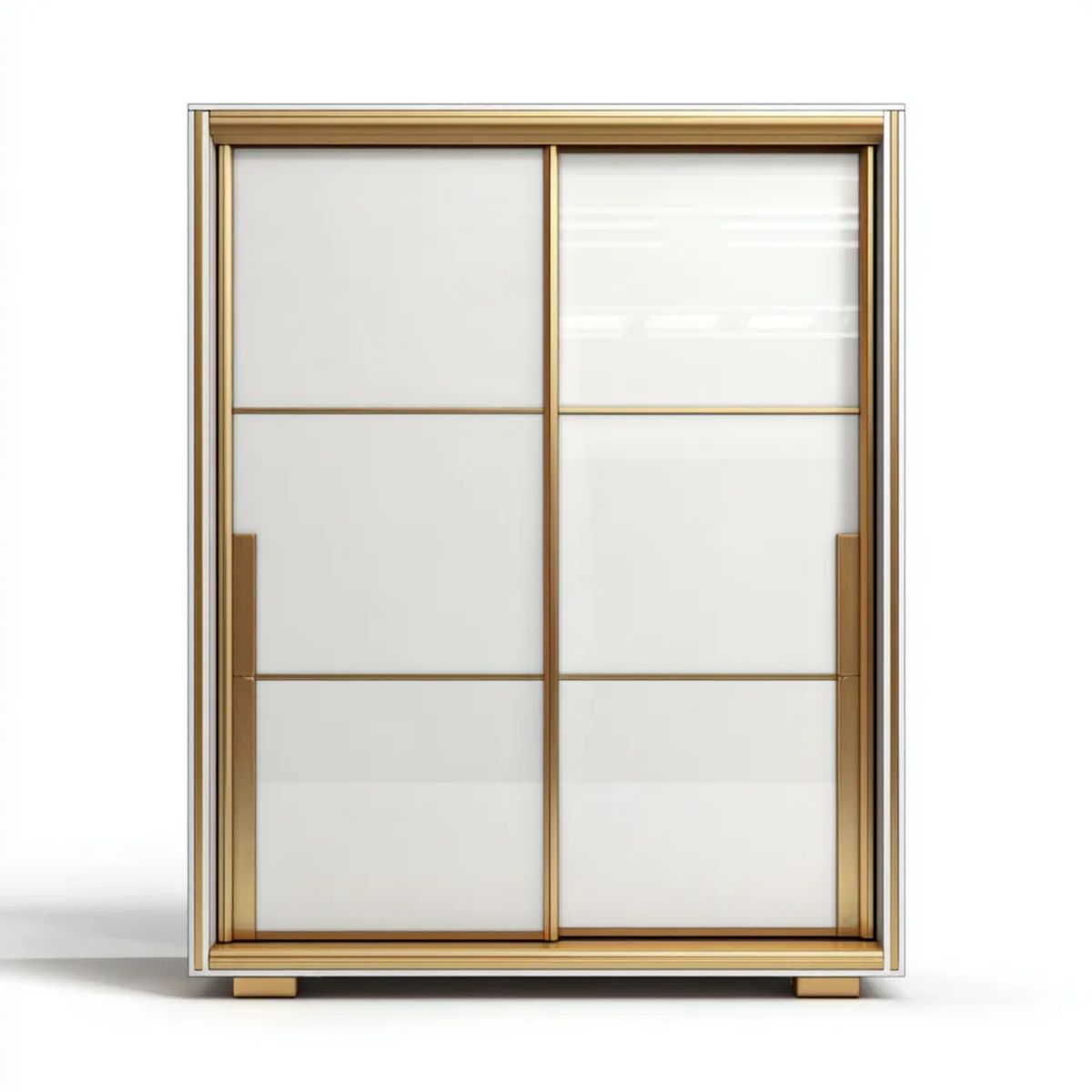Szafa przesuwna biało-złota z płyty MDF i szkła, 150 × 60 × 200 cm