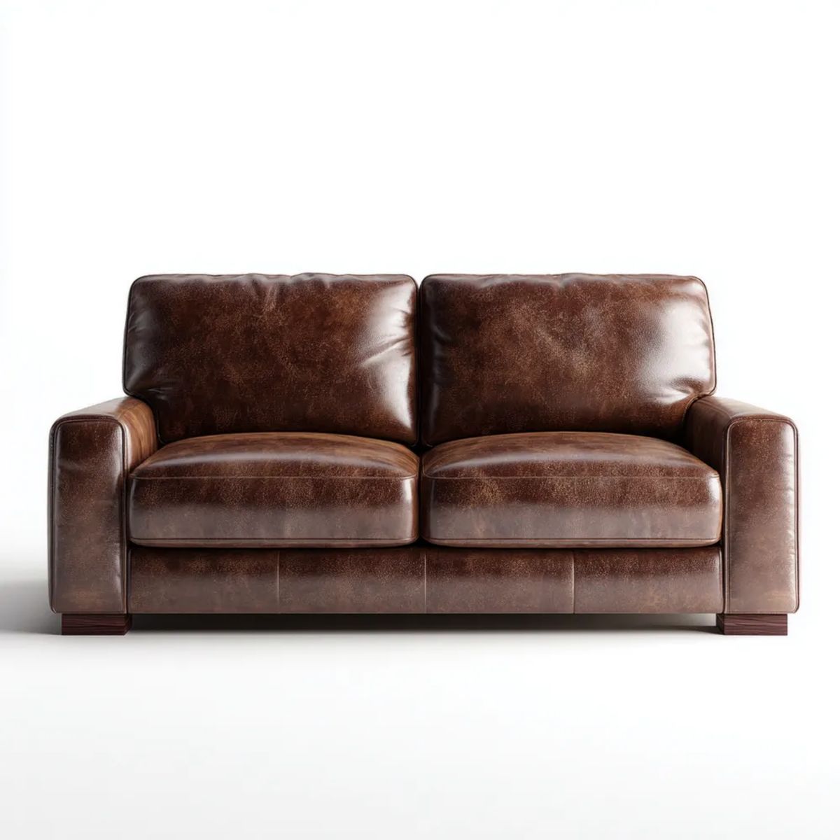 Dwuosobowa sofa brązowa ze skóry syntetycznej 170 × 90 × 85 cm