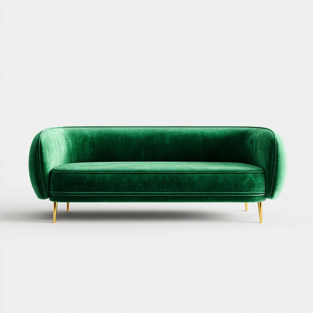 Dwuosobowa sofa z aksamitu zielona ze złotymi nogami, 180 × 82 × 76 cm