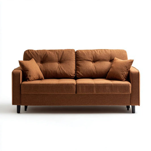 Sofa dwuosobowa brązowa z tapicerką poliestrową 170 x 85 x 88 cm