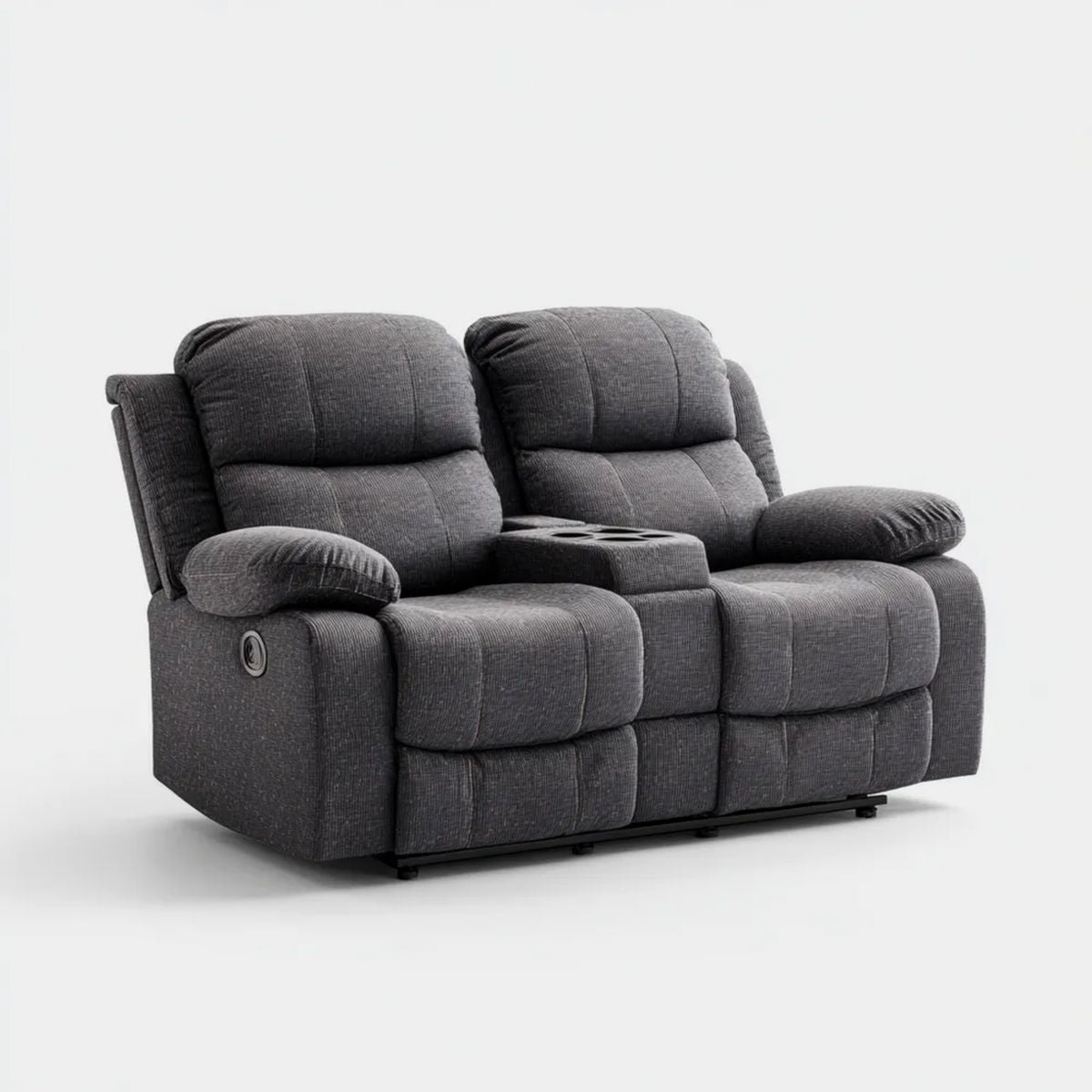 Grafitowa sofa dwuosobowa rozkładana z poliestru 170 x 92 x 102 cm z uchwytami na napoje