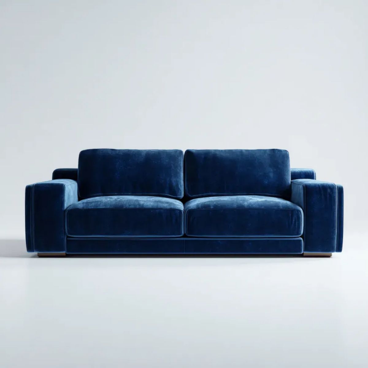 Granatowa sofa dwuosobowa aksamitowa z drewnianymi nóżkami 178 x 92 x 84 cm