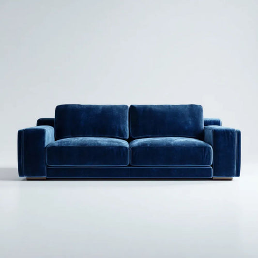 Granatowa sofa dwuosobowa aksamitowa z drewnianymi nóżkami 178 x 92 x 84 cm