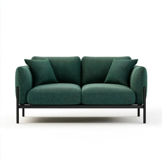 Dwuosobowa sofa zielona z poliestru na stalowej ramie 160 x 85 x 78 cm